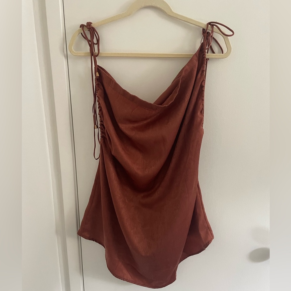 Free People Burnt Orange Cowl Neck Tank Top